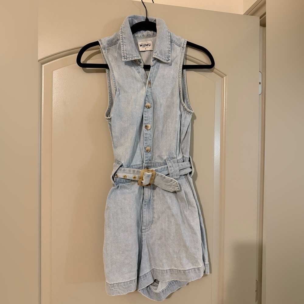 Show Me Your MuMu Light Blue Denim Richmond Romper